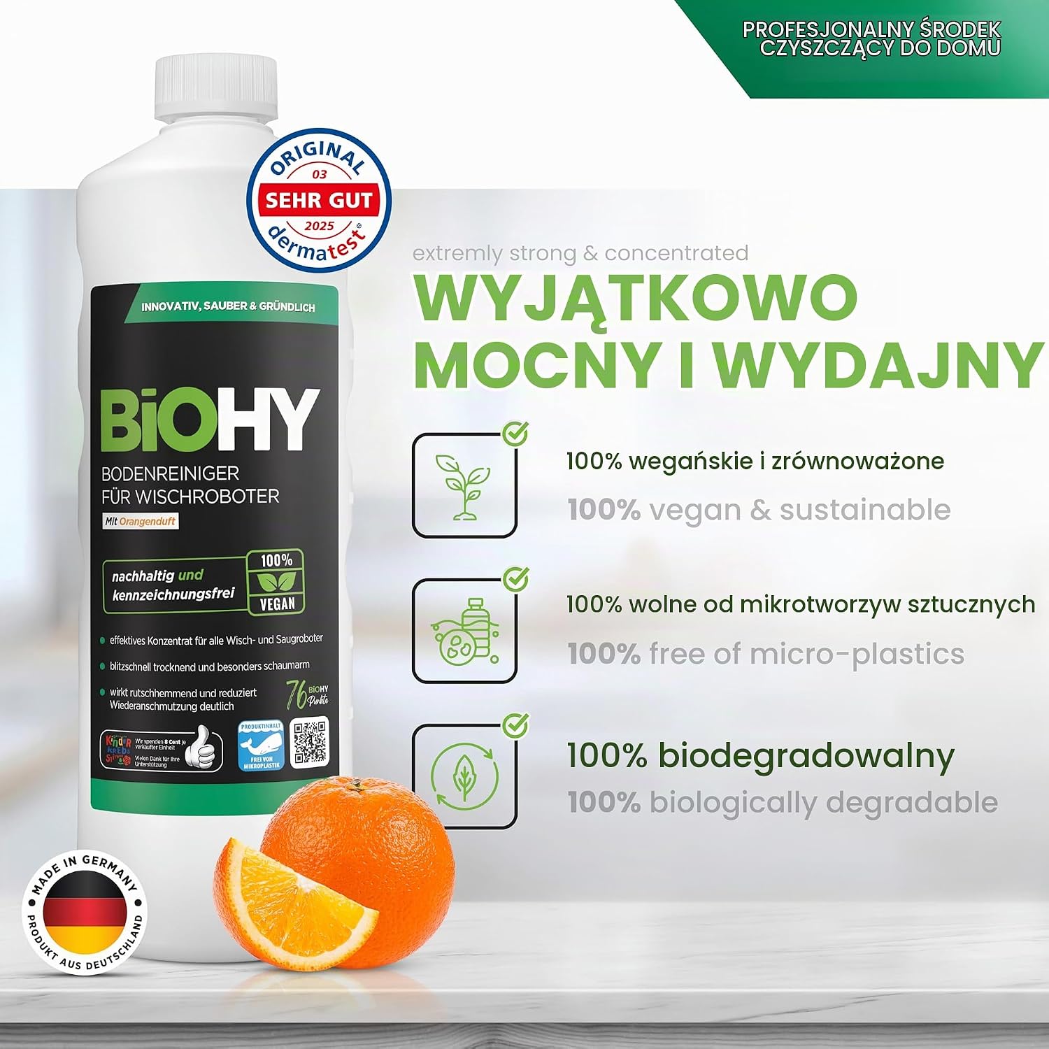 Detalle 2 de BIOHY płyn do podłóg 250 ml, zapach pomarańczy, koncentrat do robotów