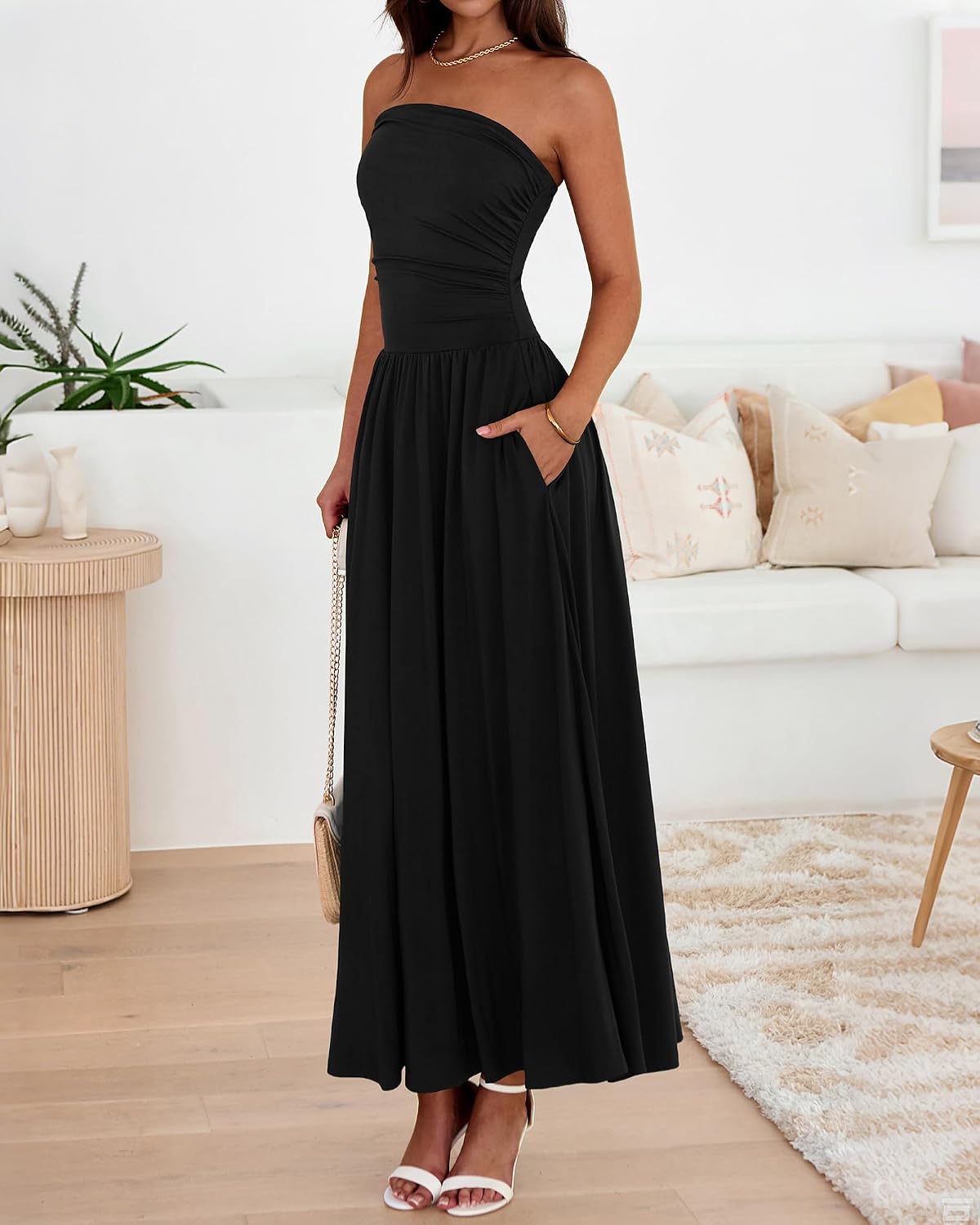 Detalle 1 de BTFBM Strapless Maxi Dress with Pockets
