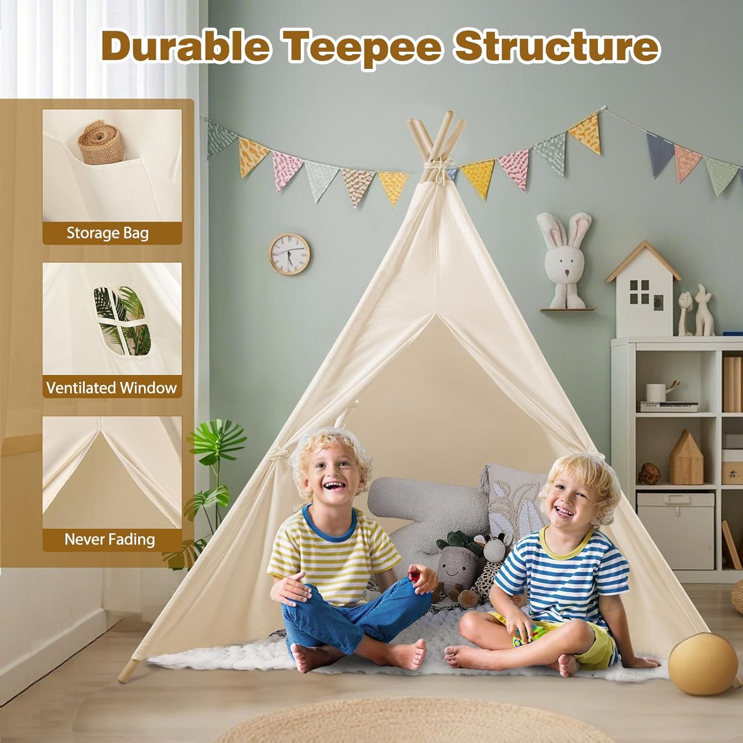 Thumbnail 3 de Wilwolfer Teepee Tent foldable playhouse for kids ⛺