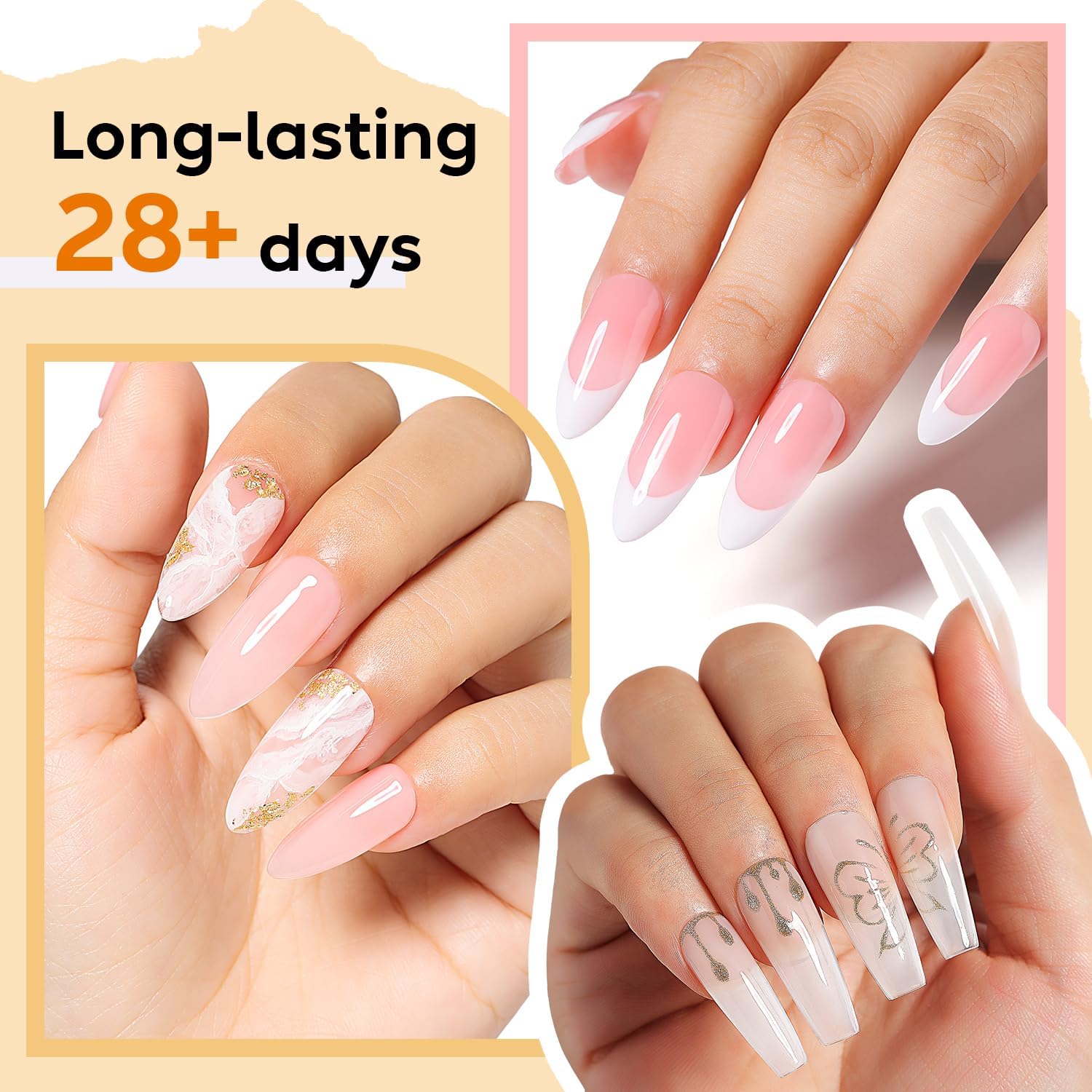 Detalle de Nicedeco 6pcs 5ml Gel Construction Ongle UV 8 en 1 – Base Builder, Renforcement et Extensions