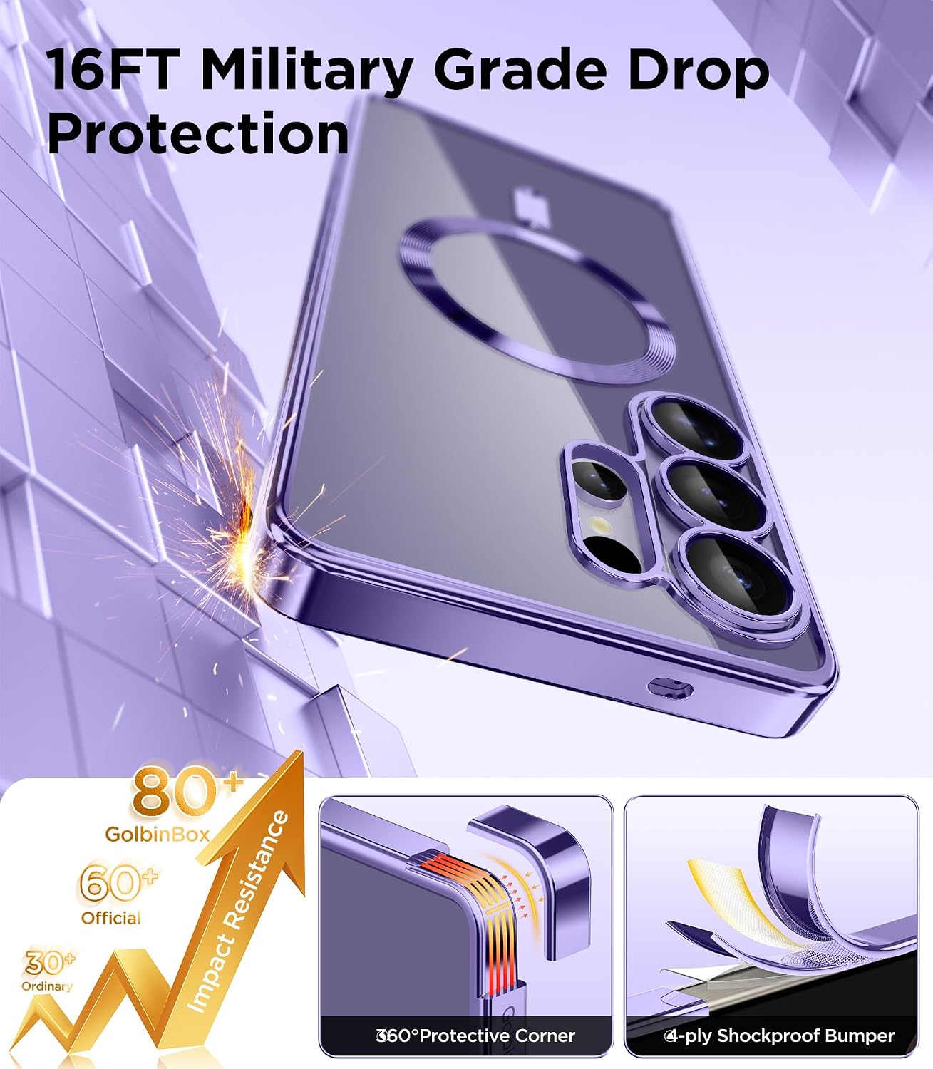 Detalle de Magnetic Case for Samsung Galaxy S26 Ultra with Screen Protector – Slim, Military-Grade Shield with 360° Protection