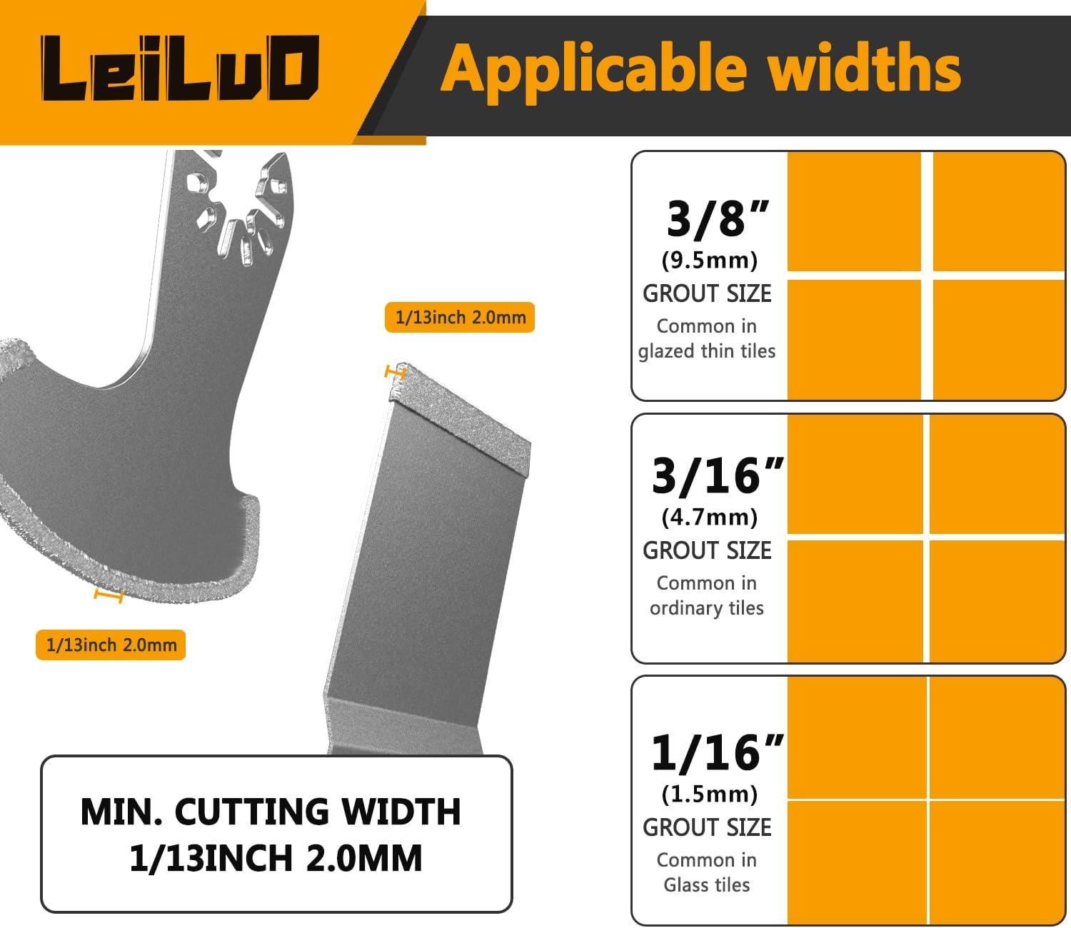 Detalle 2 de LEILUO 6 Pcs Diamond Multi Tool Accessory Kit for Grout Removal