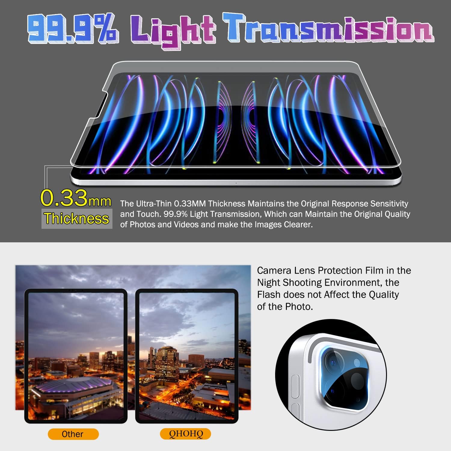 Thumbnail 1 de QHOHQ iPad Pro 11 2022/2021/2020 Tempered Glass Screen Protector, 2+2 Pack