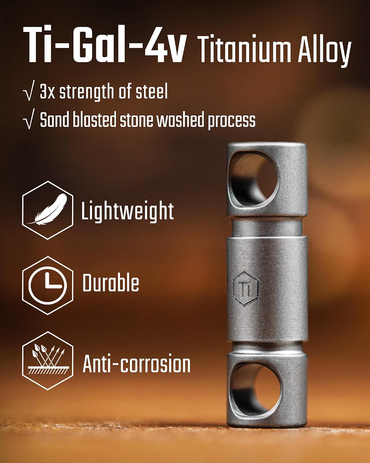 Detalle de KeyUnity Detachable Key Ring Connector (Ti-6Al-4V) with 360° Swivel – Double-end titanium key organiser