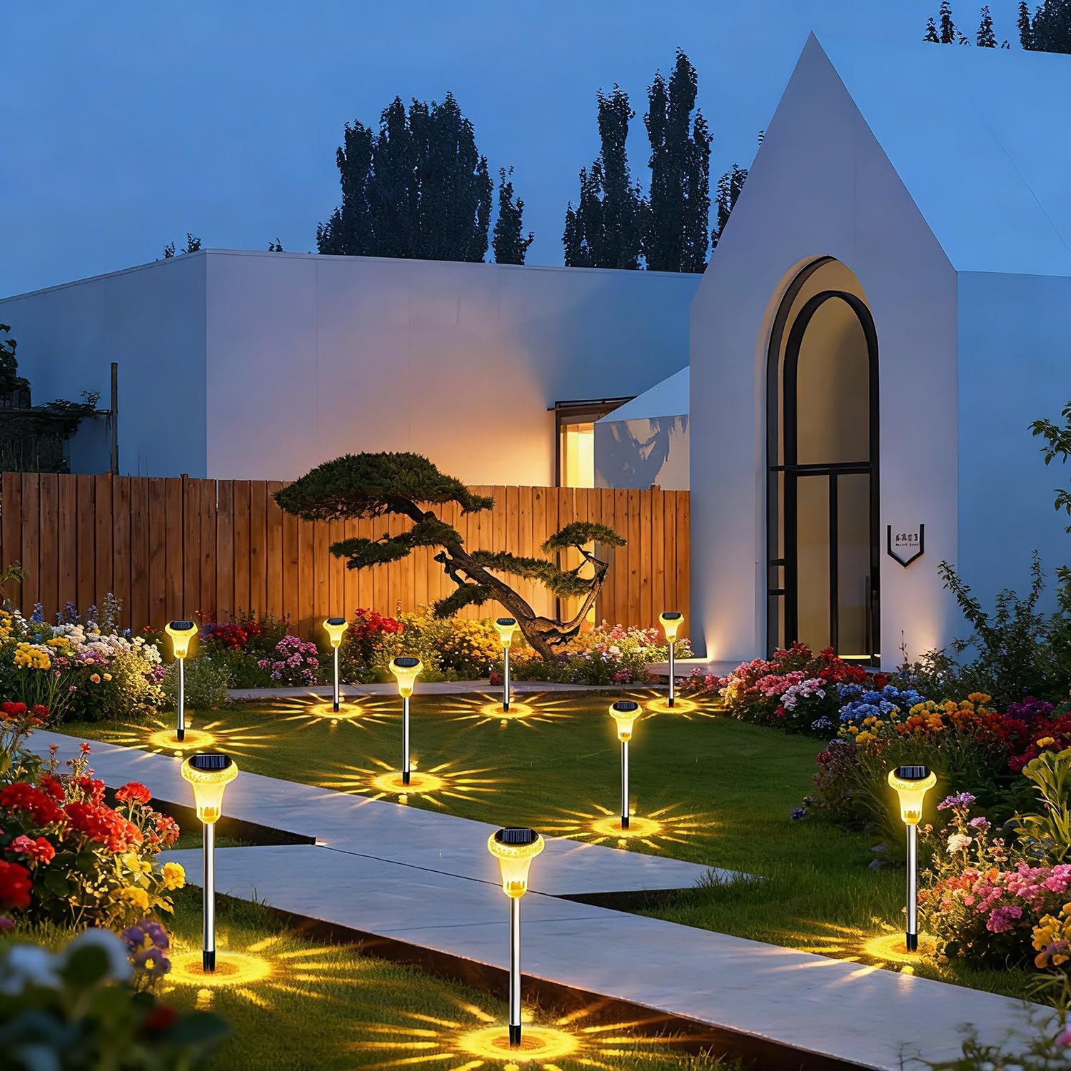 Detalle 2 de Anmossi DC-CP101 solarlampen voor tuinpaden, set van 6, warm wit, IP65