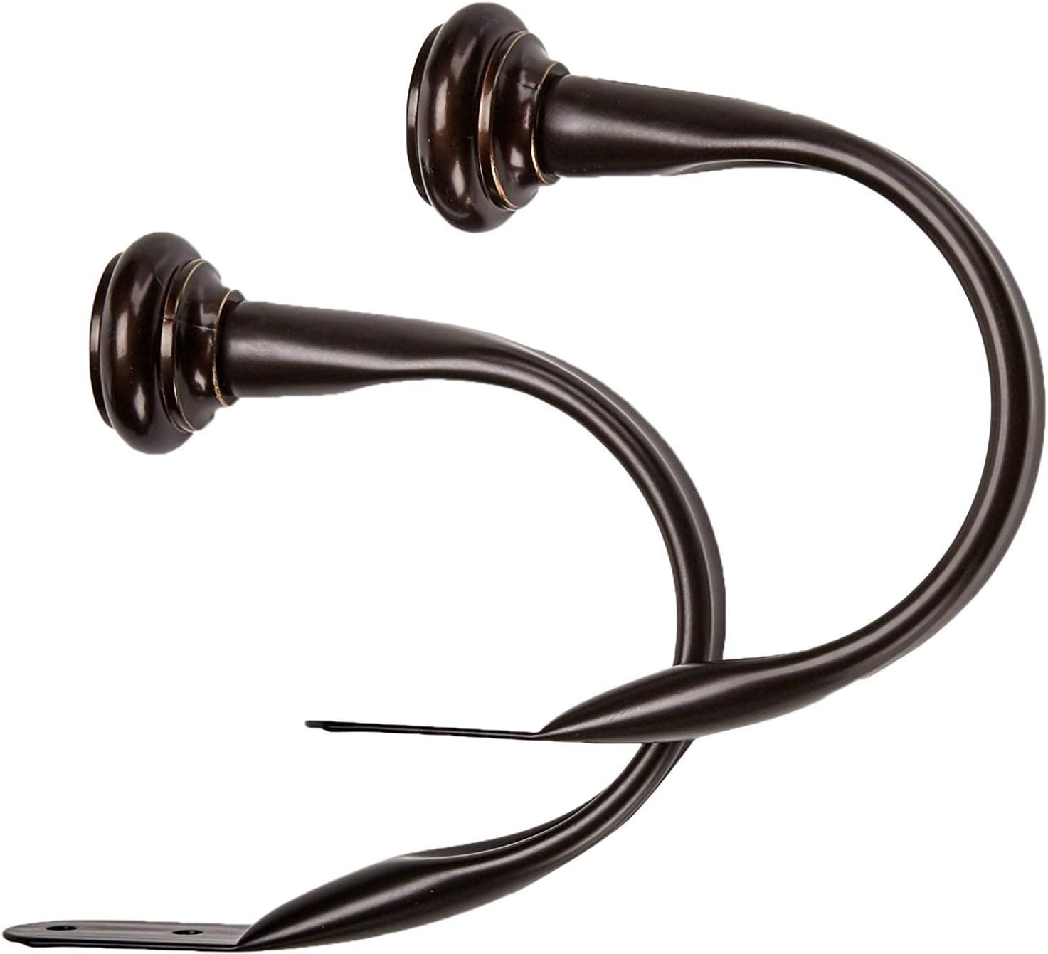 Detalle 1 de Amazon Basics Dekorativer Raffhalter für Gardinen, 2er-Pack, Schwarz