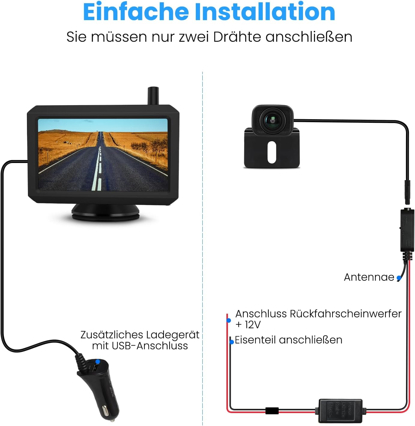 Thumbnail 4 de AUTO-VOX W7 Rückfahrkamera 5Zoll kabellos