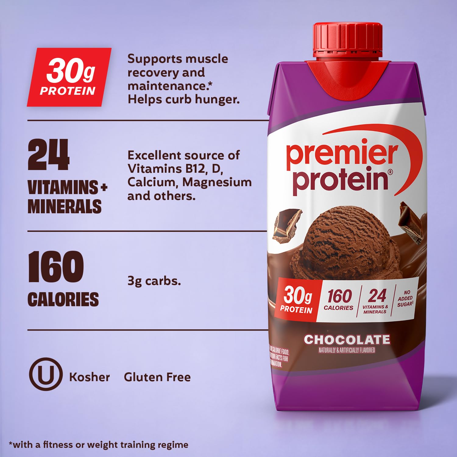 Detalle de Premier Protein 30g High Protein Shake, Chocolate (12 Pack)