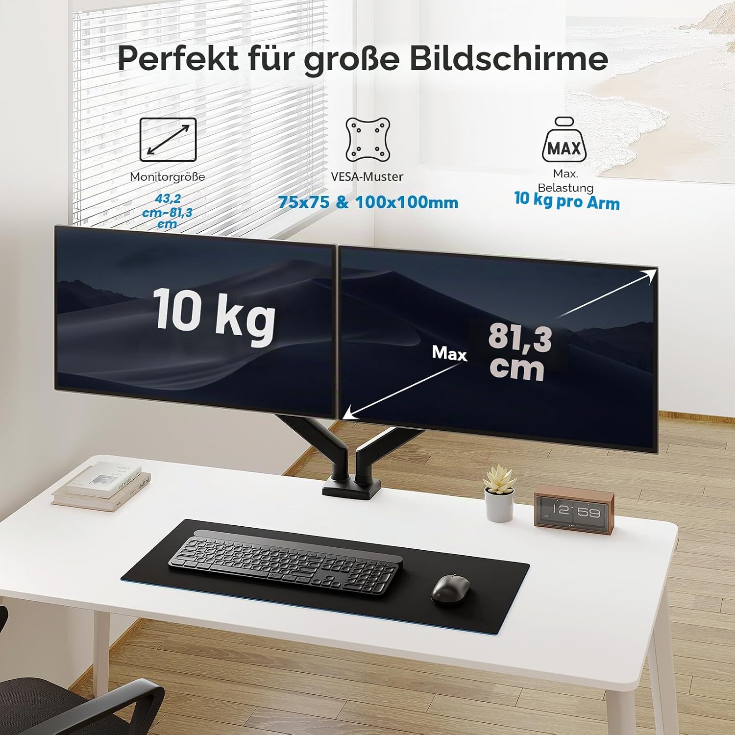 Thumbnail 1 de HUANUO Dual Monitorhalterung für 2 Monitore
