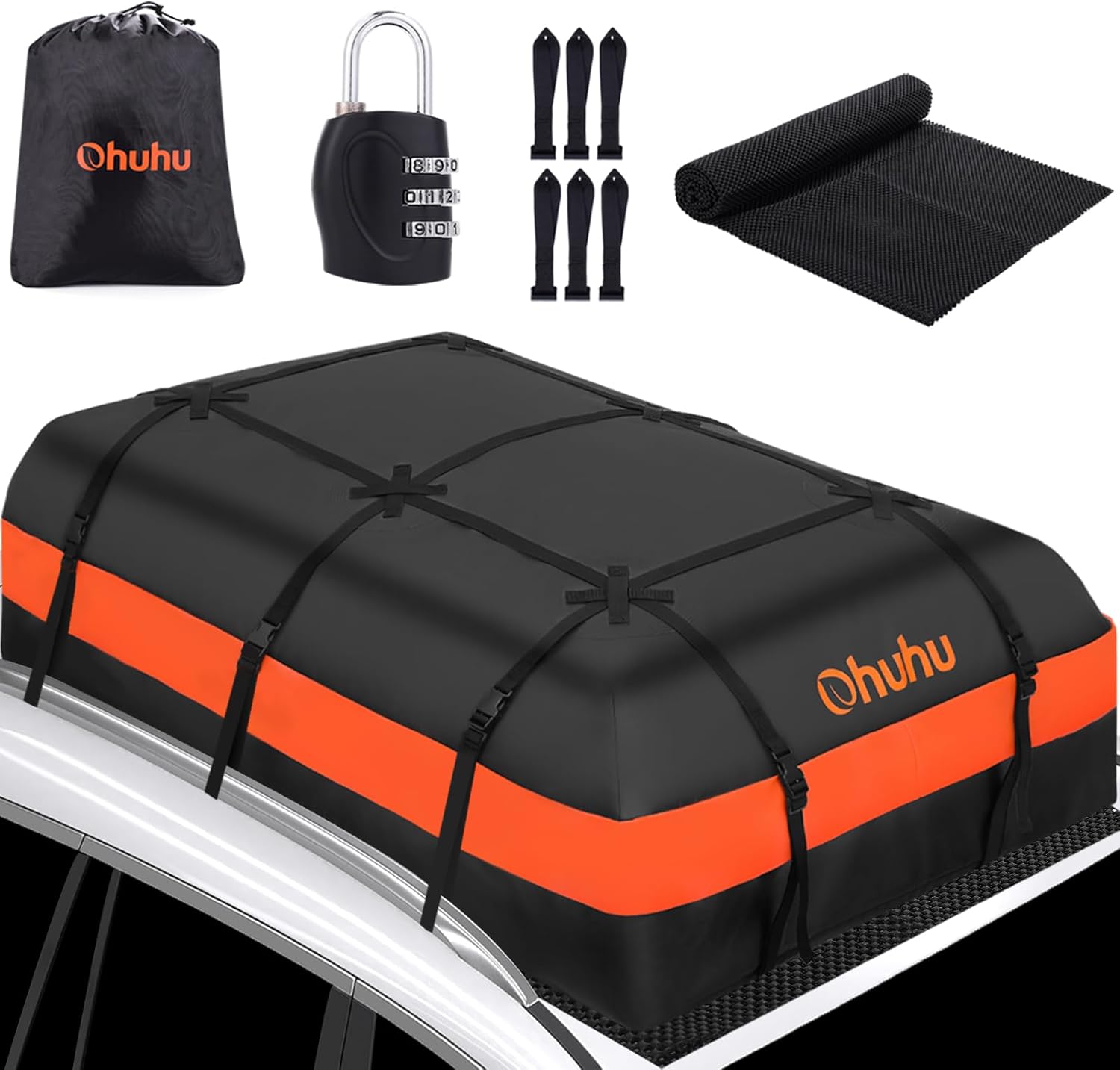 Detalle de Ohuhu Car Roof Bag 21 Cubic Feet: Waterproof, Anti-Slip Mat, and Ready for Any Road