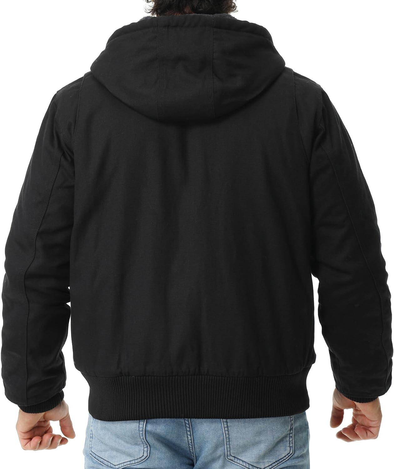 Detalle 2 de TUAOVA Men's Work Coat, Washed Duck Fleece-Lined Waterproof Hooded Jacket