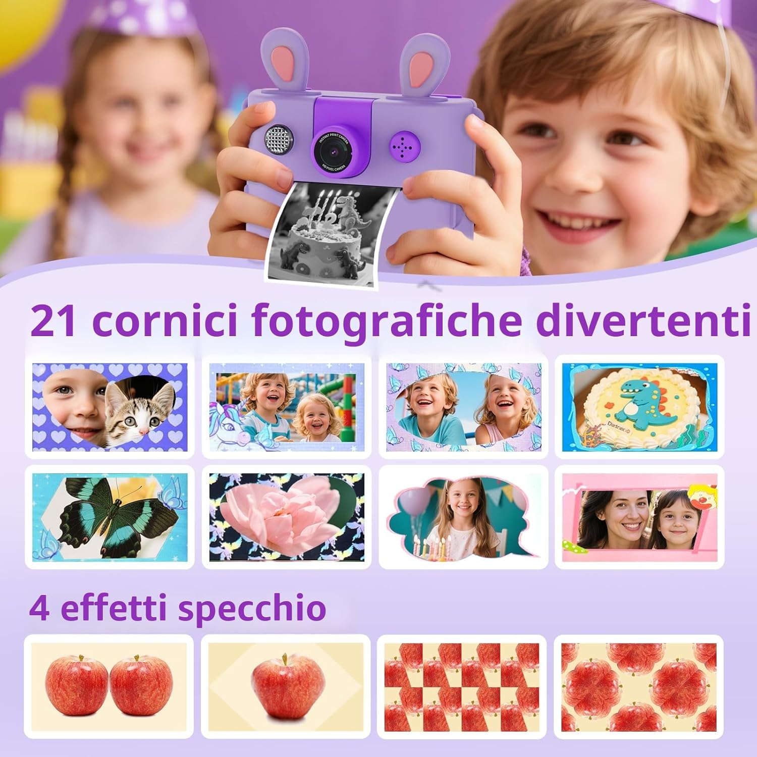 Thumbnail 6 de ORGSTA Macchina fotografica istantanea per bambini con stampa da cellulare, video e audio (3-12 anni)
