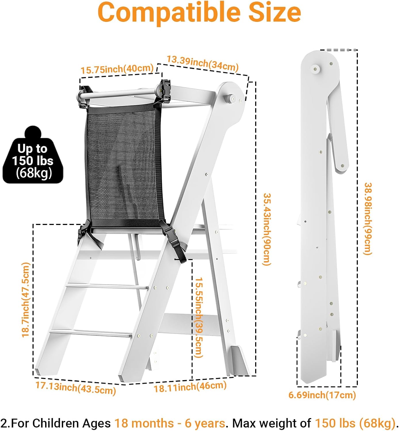 Thumbnail 1 de COSYLAND CS000124-2-CA Toddler Standing Tower, Bamboo, Cream, Foldable