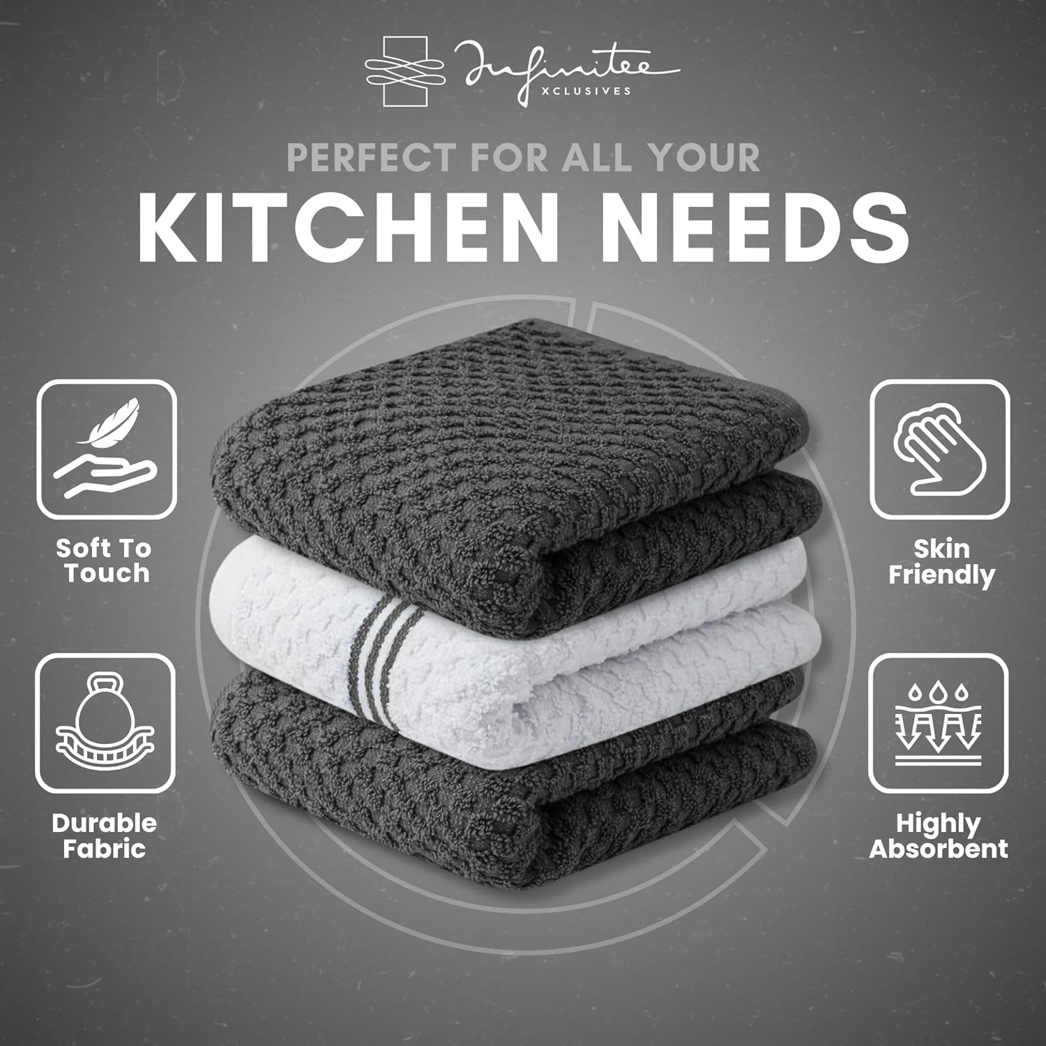 Thumbnail 4 de Infinitee Xclusives Cotton Kitchen Towels 15 x 25 Inches