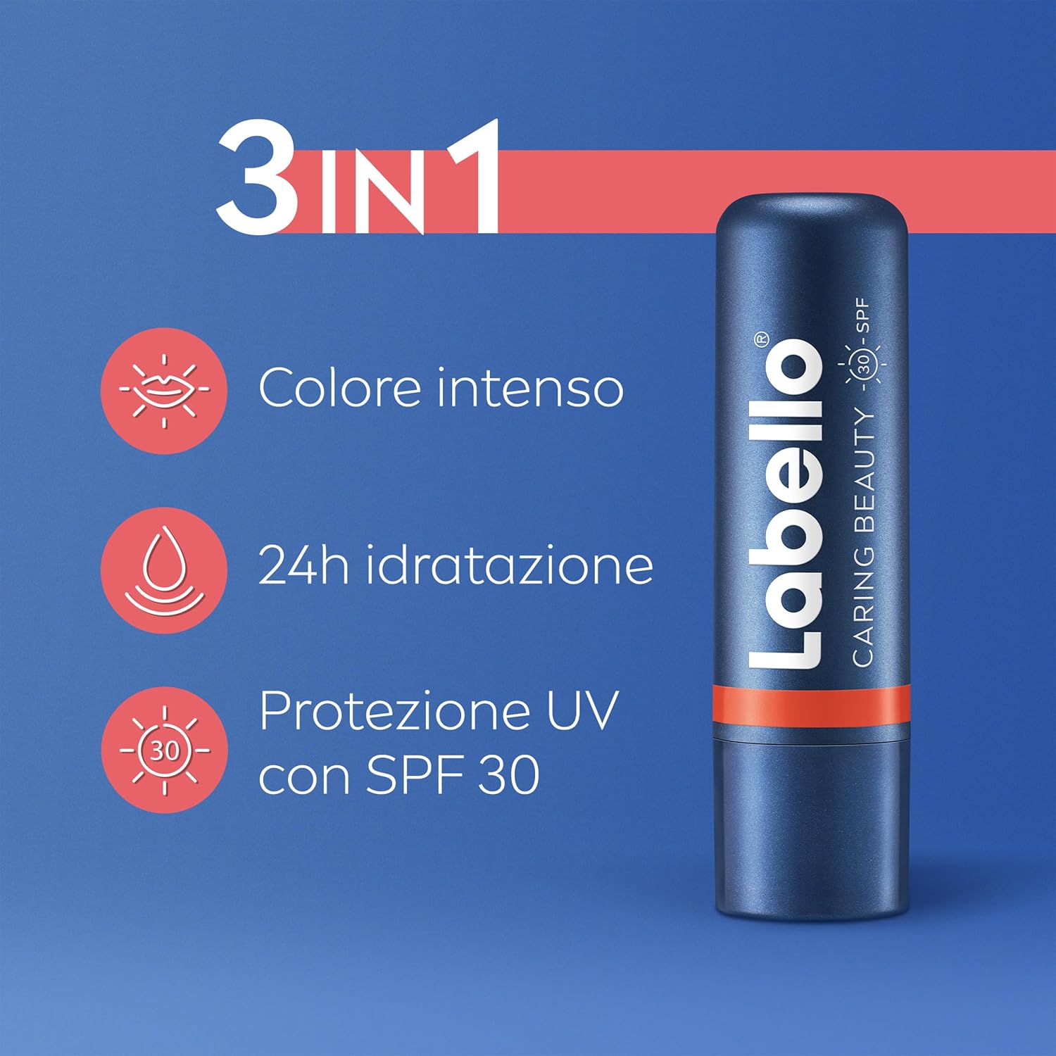 Thumbnail 3 de Labello Caring Beauty Lip & Cheek burrocacao labbra e guance colorato SPF30, kit 5 tonalità (Nude, Coral, Pink Nude, Pink, Red)