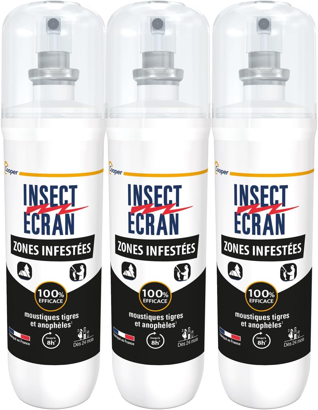 Insect Ecran Anti-Moustiques Zones Infestées 8H – Spray répulsif 3x100ml