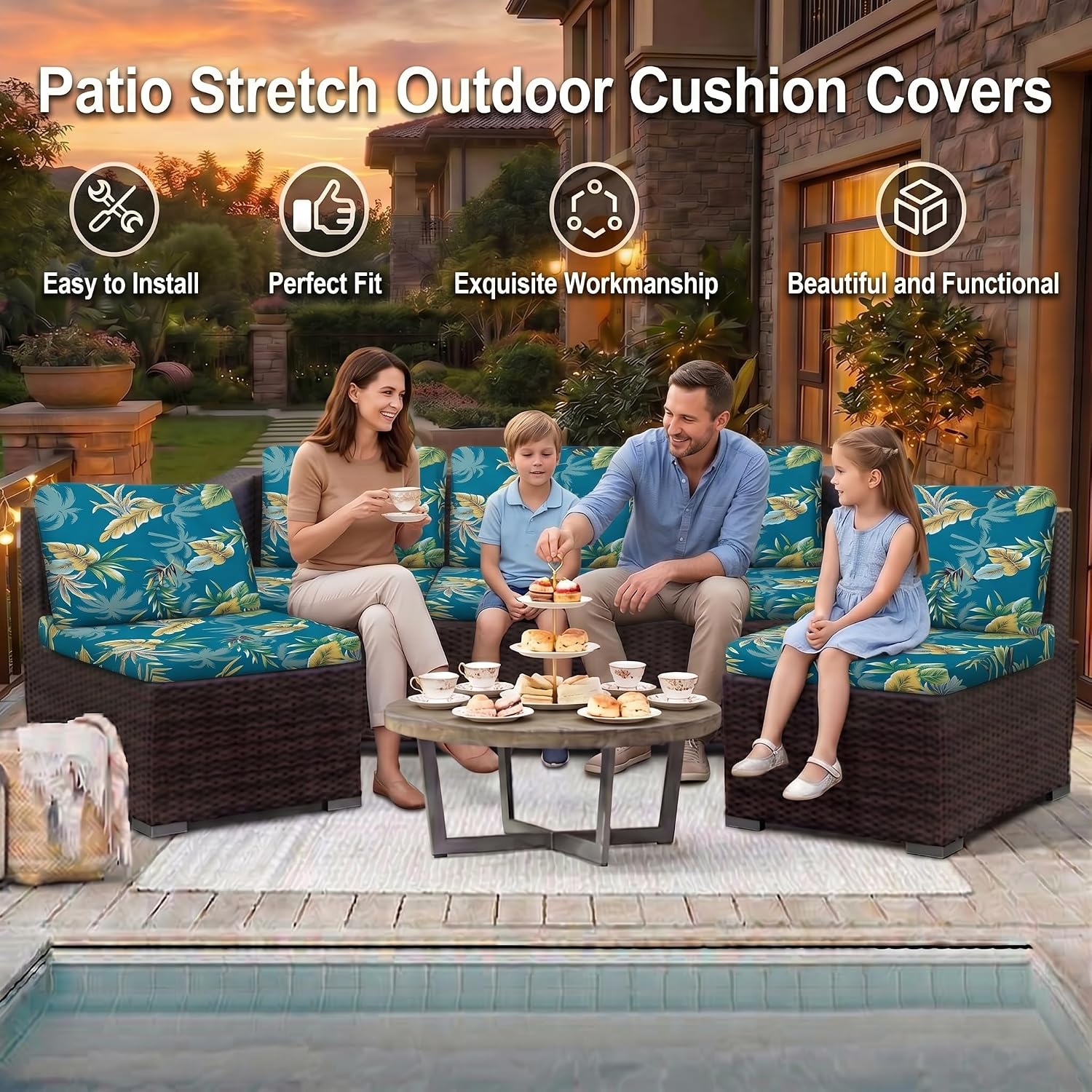 Thumbnail 2 de LiveGo Patio Stretch Sofa Cushion Cover Replacement (2, Venus) – Elastic Outdoor Cushion Slipcover