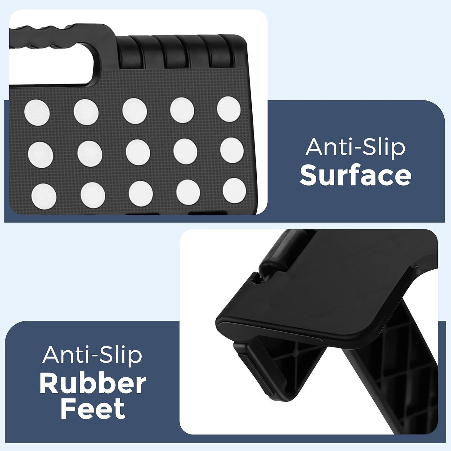 Detalle de ACKO Folding Step Stool 13 Inch (Up to 300 lbs) — Sturdy, Collapsible, Non-Slip Step Stool with Handle