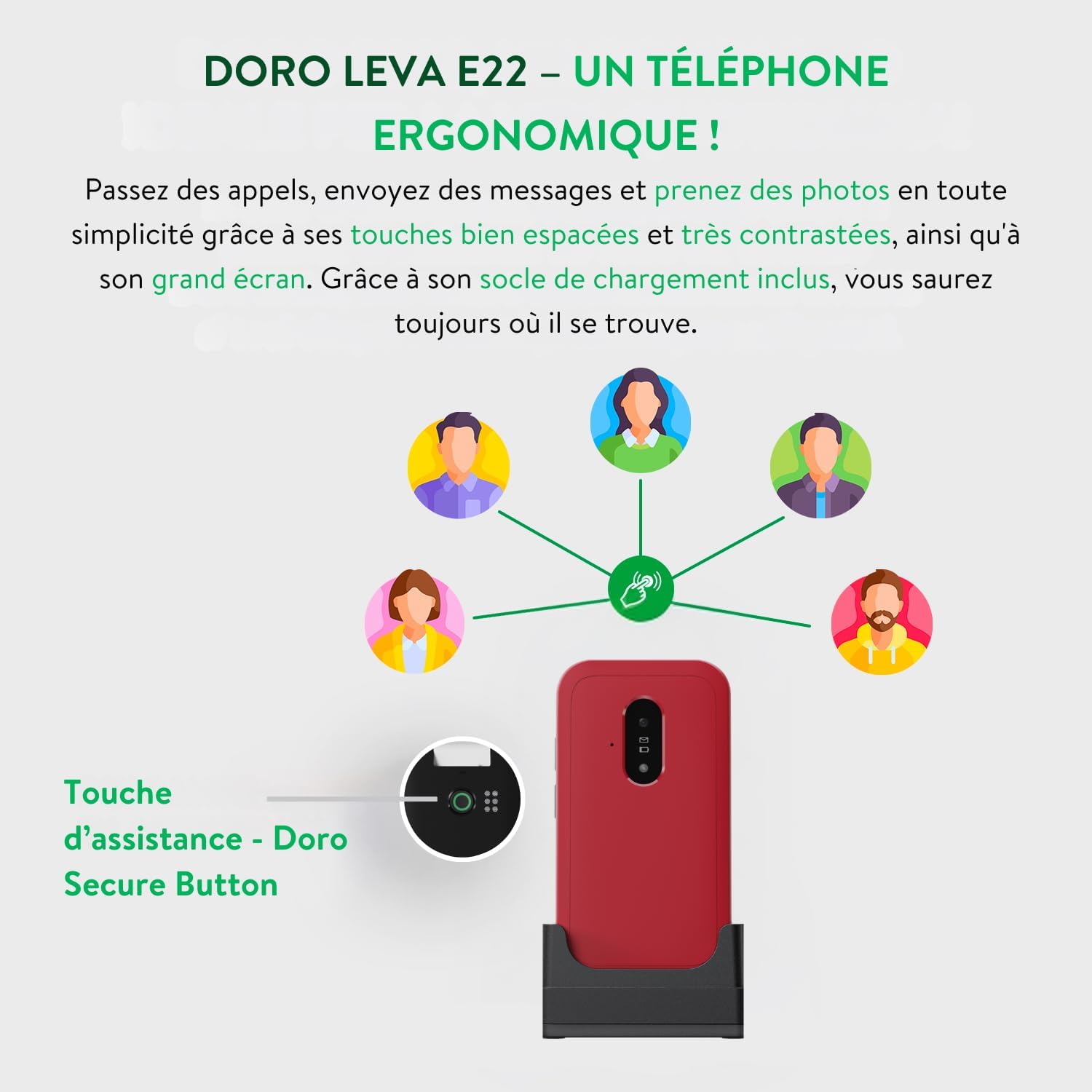 Detalle 2 de Doro Leva E22 4G : Téléphone à clapet seniors avec grand écran 2,8'' et Doro Secure