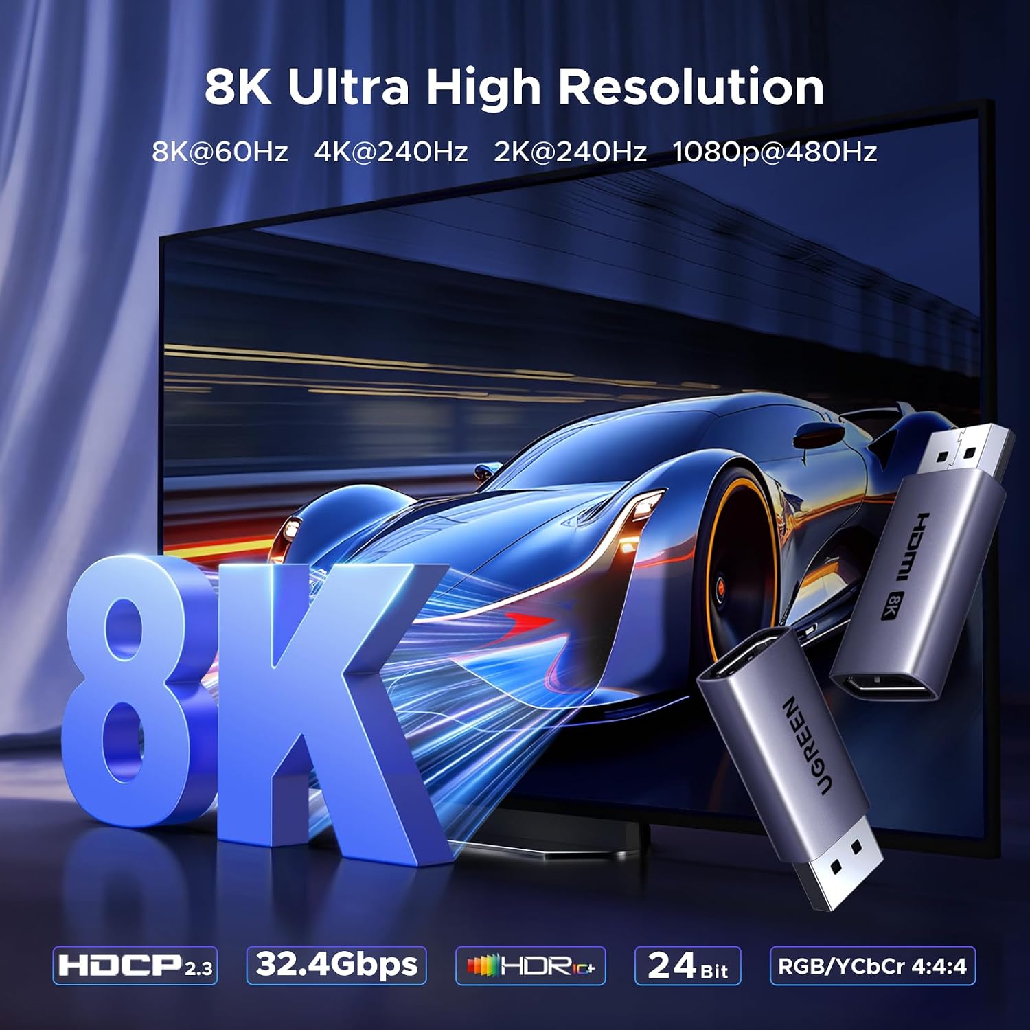 Detalle 2 de UGREEN Adaptateur DP vers HDMI 8K ⚙
