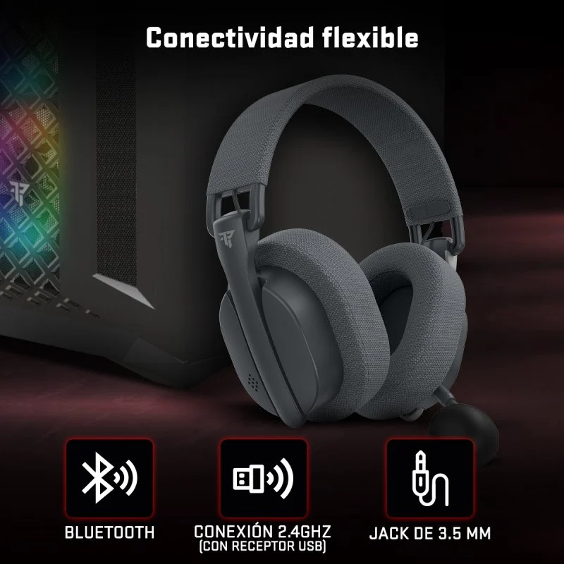 Detalle 2 de Tempest FlexWave: Auriculares Gaming Inalámbricos para PC/Consolas con Triple Conexión