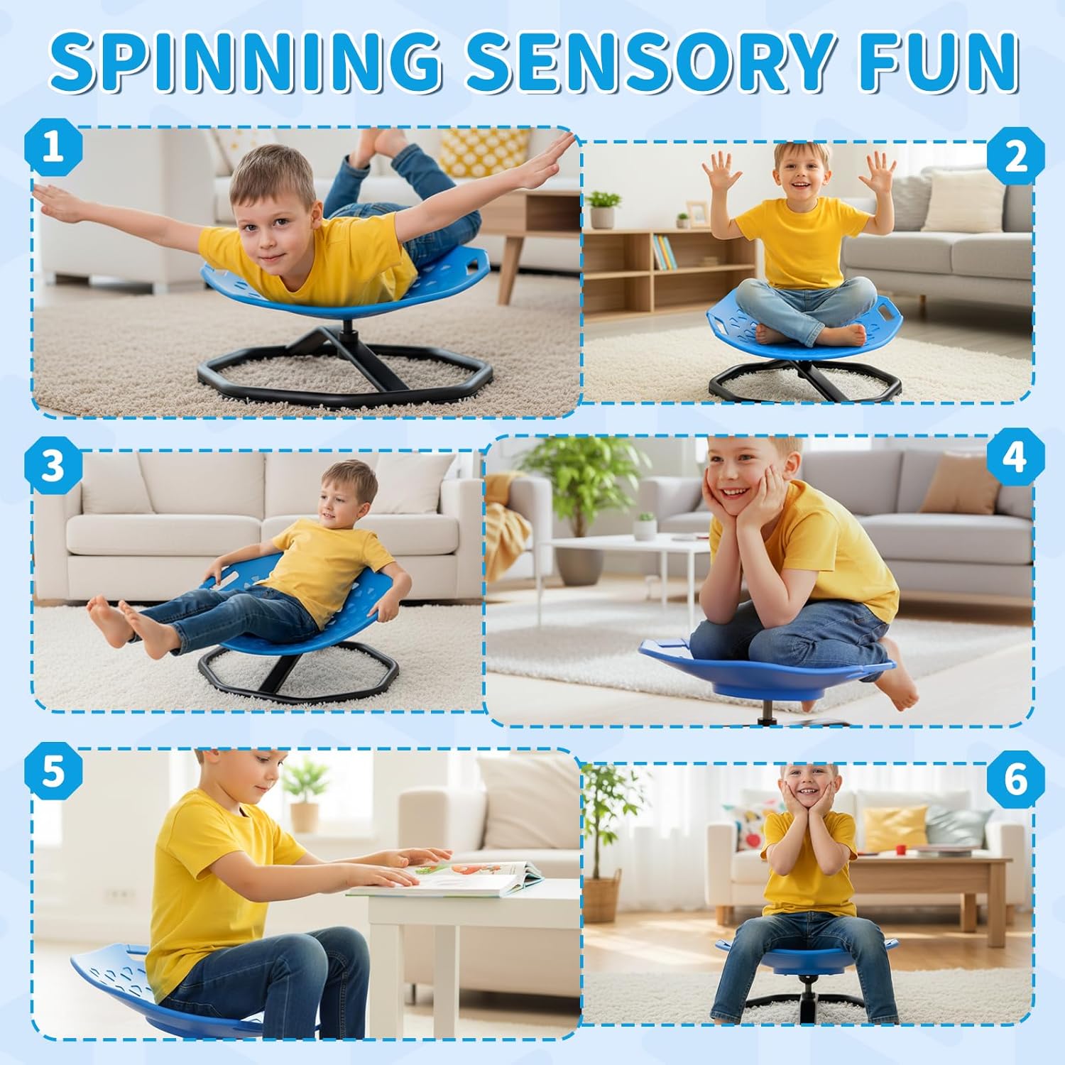 Thumbnail 5 de Pandapop Drehstuhl Kinder für Autismus – sensorischer Drehsessel mit verbessertem Sitzpanel, Griff und 360°-Rotation
