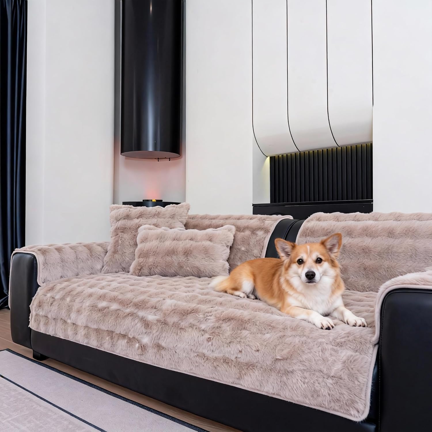Thumbnail 1 de Cshionary Fuzzy Sofa Cover for Dogs, Brown, Non-Slip and Washable