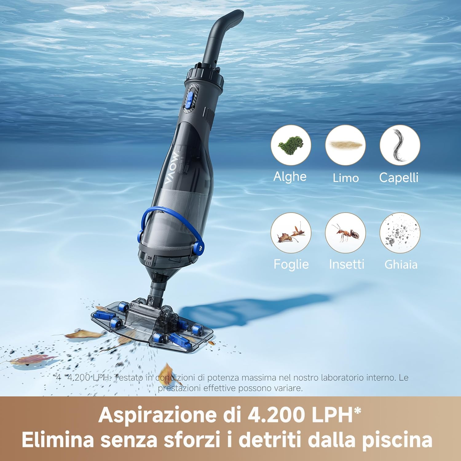 Detalle de MOV A Handler V10: Aspiratore per Piscine, pulizia continua con autonomia fino a 60 minuti