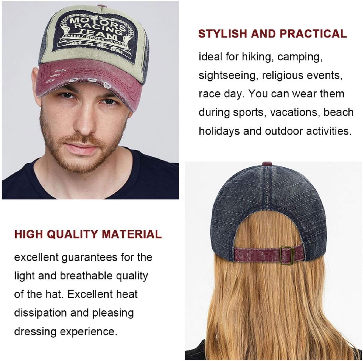 Detalle 2 de Tuopuda cappellino baseball vintage unisex snapback in cotone