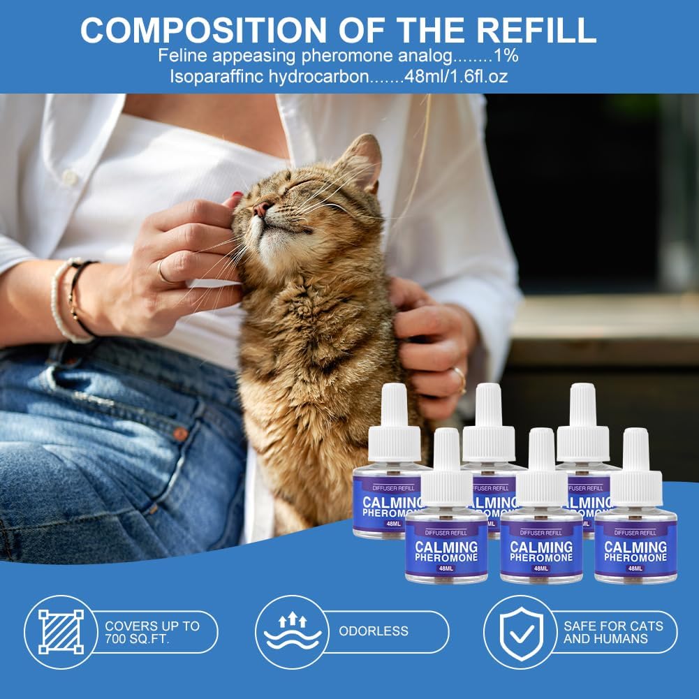Detalle de Aomig Calmante per Gatti: Diffusore Calmante con 6 Ricariche da 48 ml