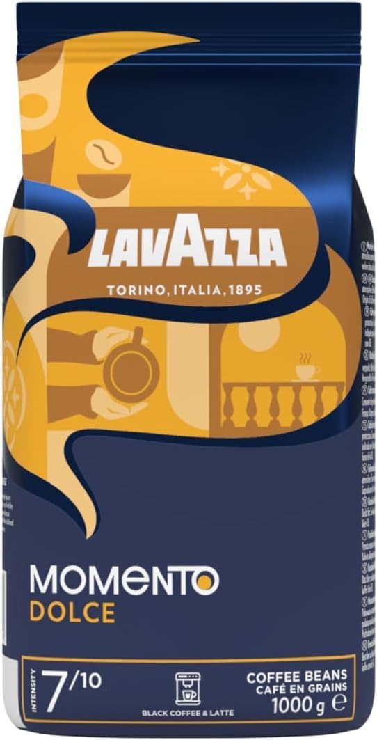 Detalle de Lavazza Momento Dolce – Café en grains 1 kg pour machines automatiques, notes de chocolat, Arabica/Robusta