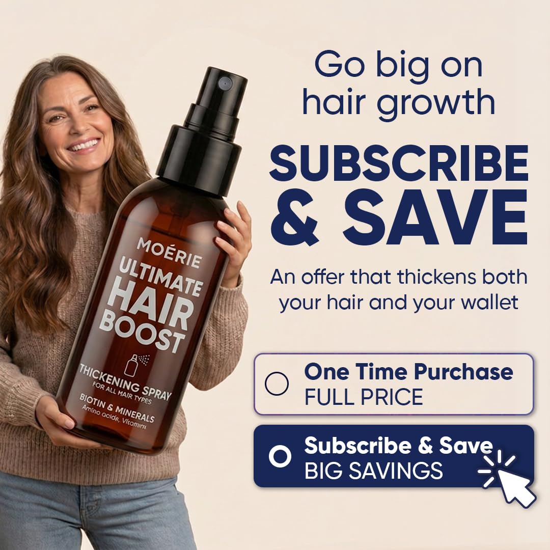 Detalle de Moerie Hair Growth Serum Spray for Men and Women: Biotin & Rosemary Formula for Thicker, Healthier Hair
