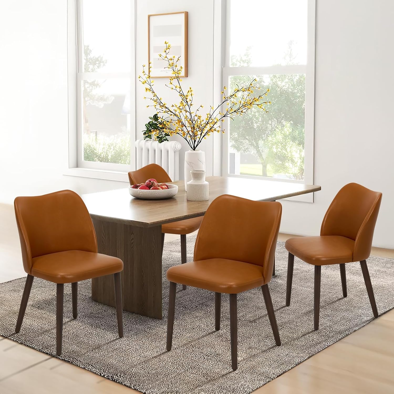 Thumbnail 3 de COLAMY CA3008B Dining Chairs, Set of 2, Light Brown PU Leather