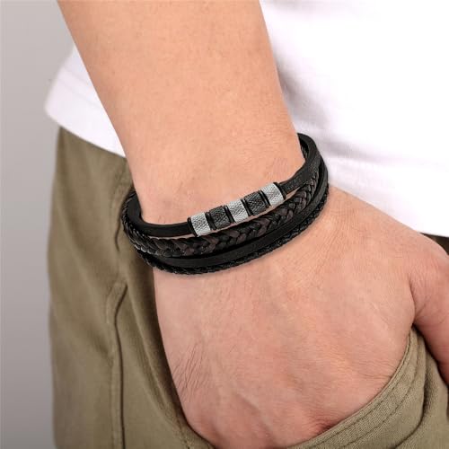 Thumbnail 3 de Pulsera de cuero para hombre Genérico con cierre magnético e acero inoxidable 316L