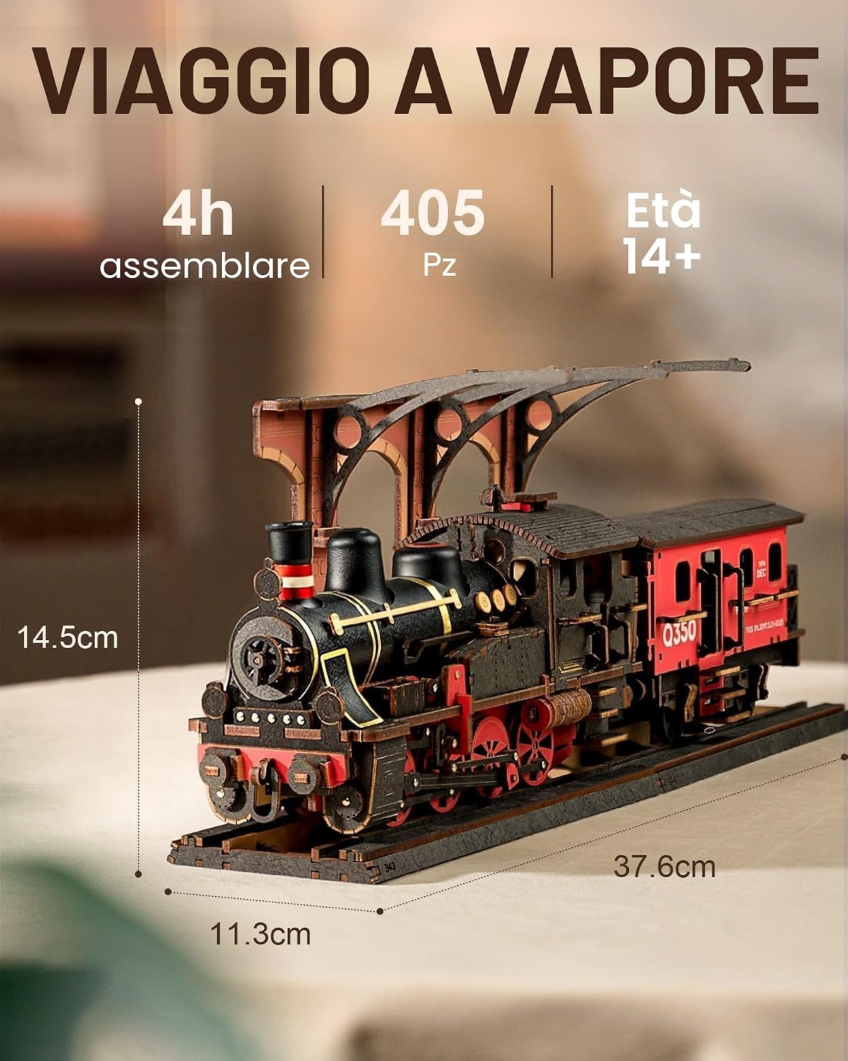 Thumbnail 2 de ROWOOD Puzzle 3D Treno a Vapore: modellismo in legno da costruire per adulti