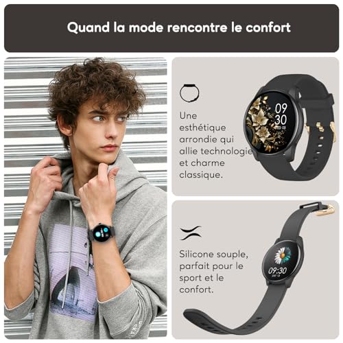 Detalle 2 de AcclaFit Montre Connectée 1,38' – 147+ modes sportifs, ECG non fourni, IP68, Bluetooth