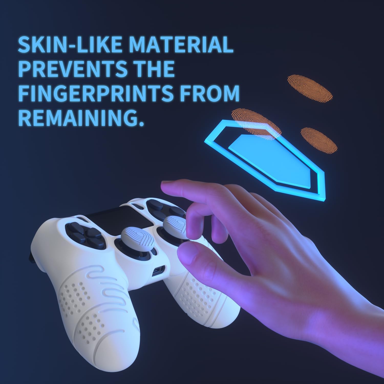 Thumbnail 3 de PlayVital Silicone Cover Skin for PS4 / PS4 Slim / PS4 Pro Controller (Line & Dot White)