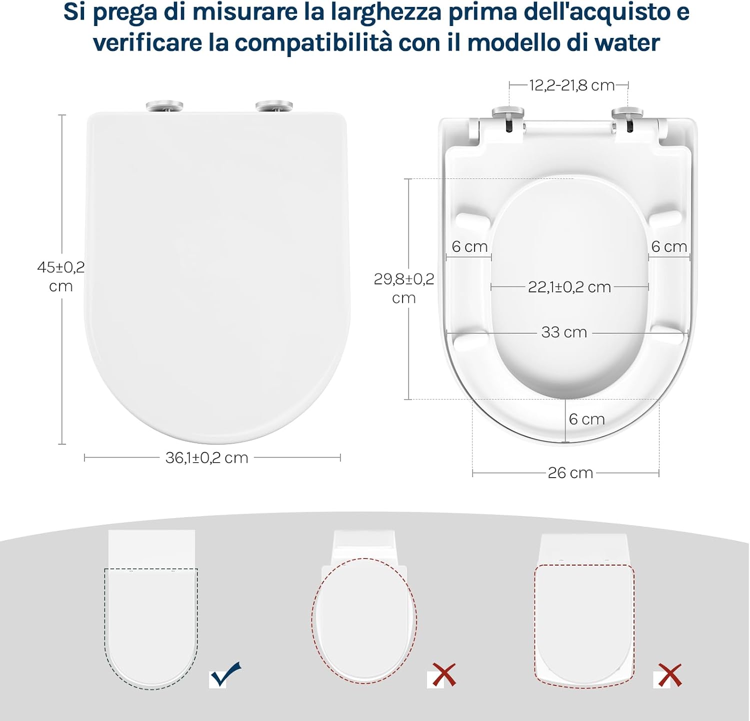 Thumbnail 4 de WOLTU Copriwater Sedile WC con Chiusura Ammortizzata Soft Close – Bianco, Forma D, Montaggio rapido