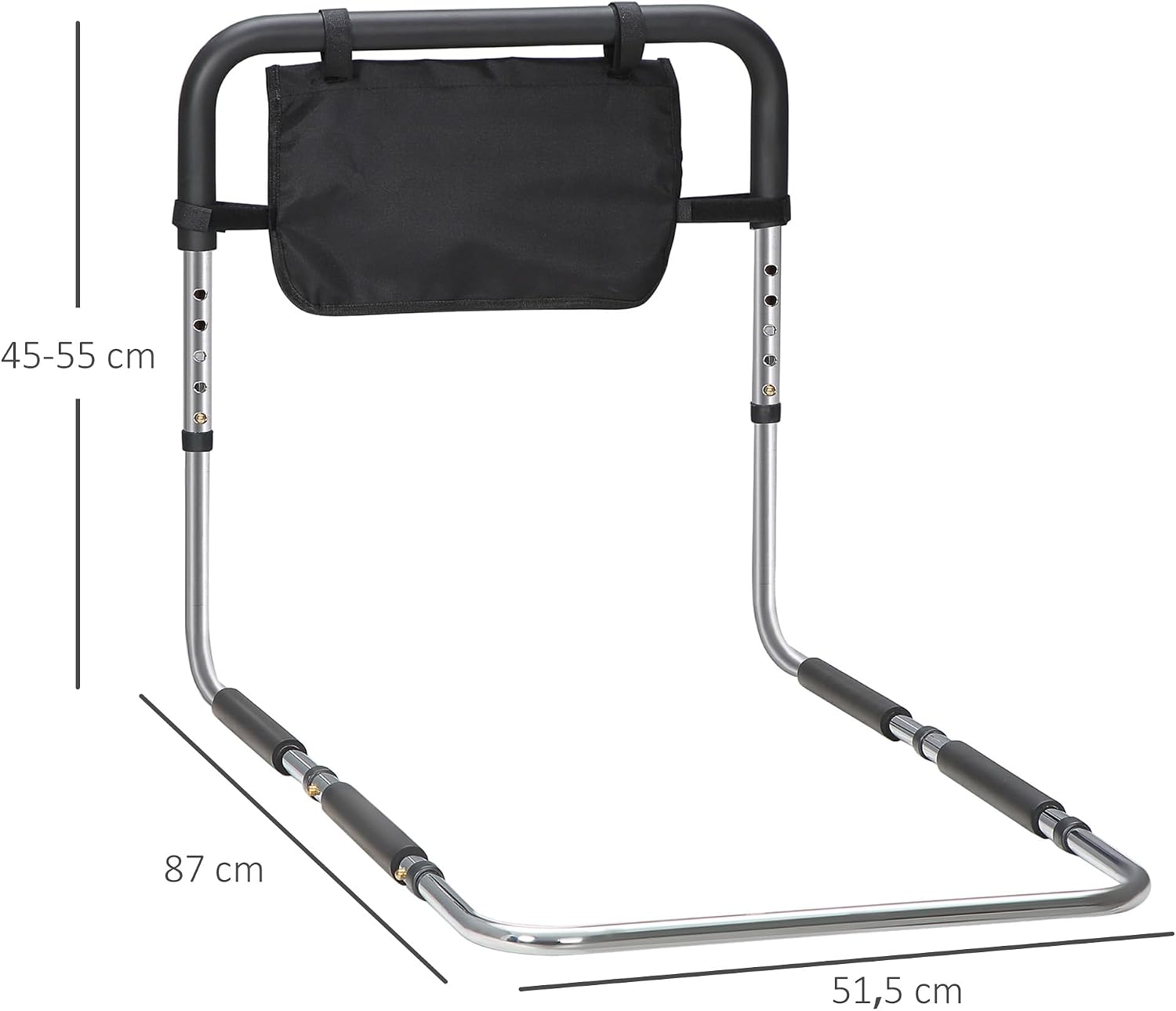 Detalle de HOMCOM 713-129V00SR bedbeugel met 5 hoogtes en opbergzak