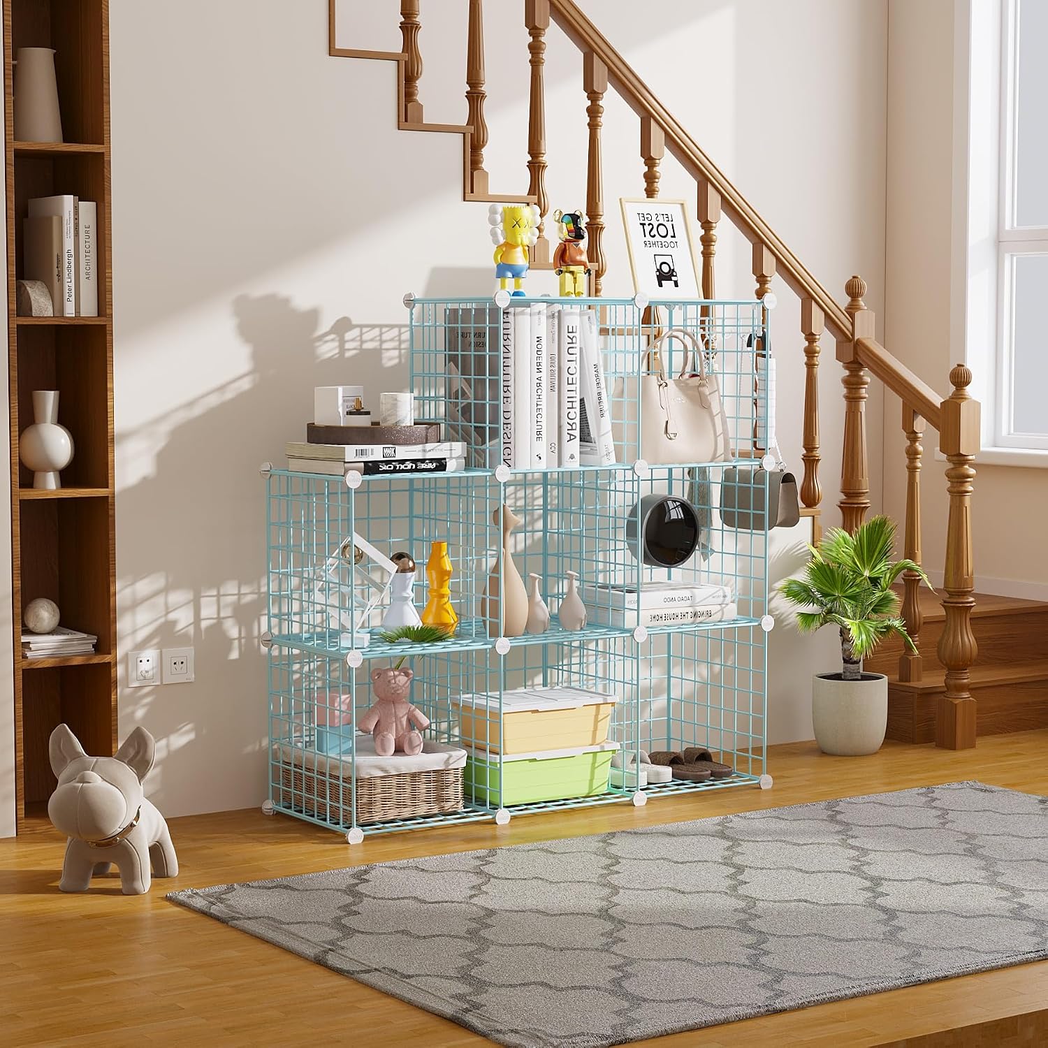 Thumbnail 3 de C&AHOME UWCS3008B 8-Cube Metal Wire Storage Organizer, Blue Modular Shelves