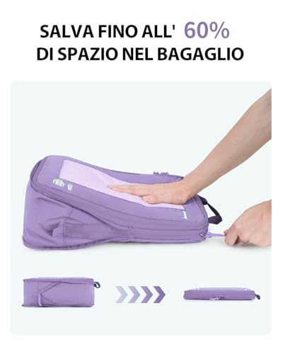Thumbnail 2 de ECOHUB 5 Pezzi Organizer Valigia Compressione – Set di packing cubes viola chiaro