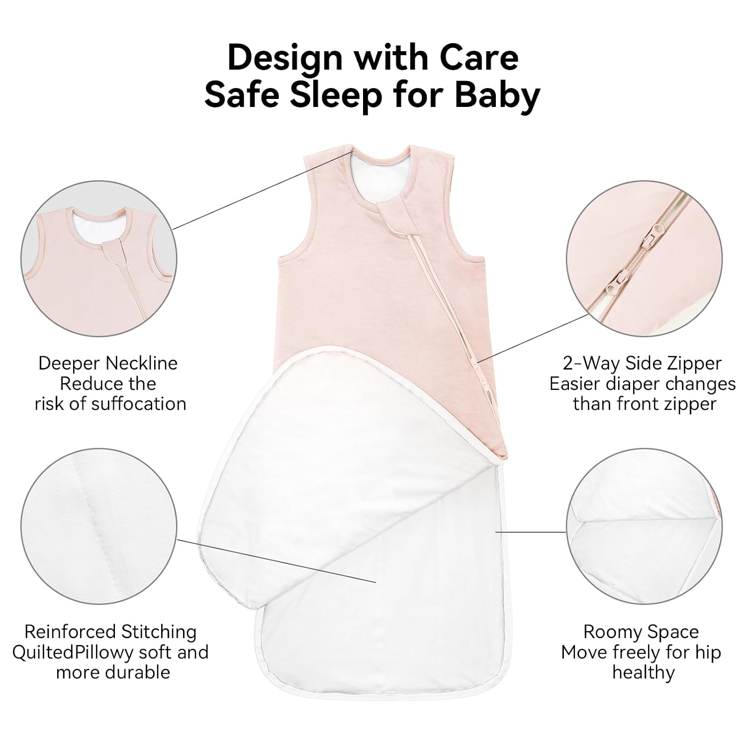 Thumbnail 2 de BubblePanda Rayon Made from Bamboo Sleep Sack (6–12 Months, 0.5 Tog) with 2-Way Zipper