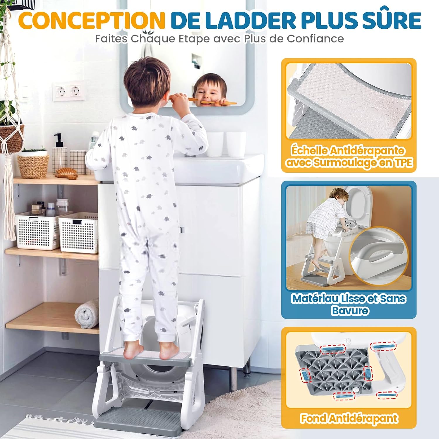 Thumbnail 4 de Orzbow Reducteur Toilette Enfant avec Marche 7 niveaux đźš˝