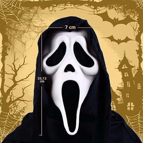 Detalle 2 de ROMANVIC Ghost Face Maske aus Latex für Halloween und Mottopartys