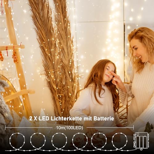 Thumbnail 5 de DBFAIRY Lichterkette Batterie 2x10 m, 100 LEDs, Timer