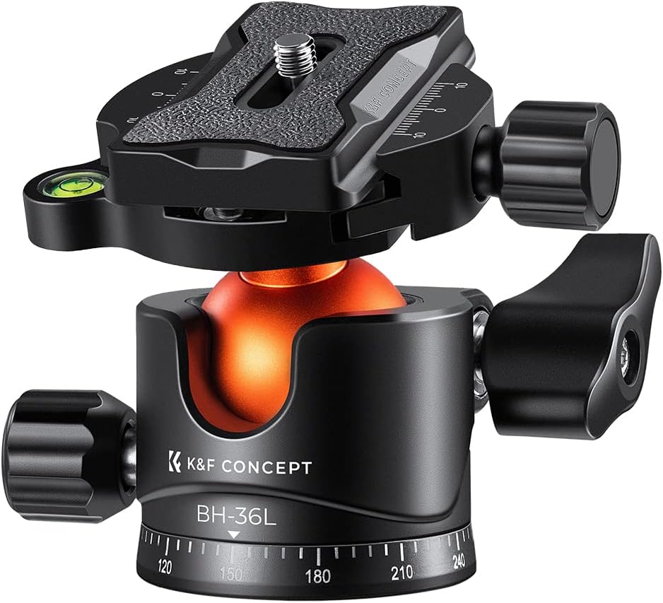 Thumbnail 6 de K&F Concept Tête de balle 360° rotative BH-32L : adaptateur rotule avec vis 3/8" et plaque rapide 1/4