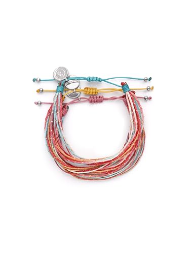 Detalle de SINGULARU Pack de 3 Pulseras Rainbow Spark – Acero y Cordón para Mujer