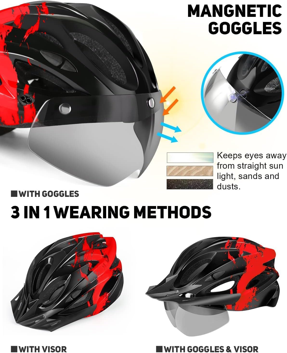 Thumbnail 1 de RaMokey Casque de vélo urbain lumineux pour adultes – avec visière magnétique amovible et ventilation optimisée