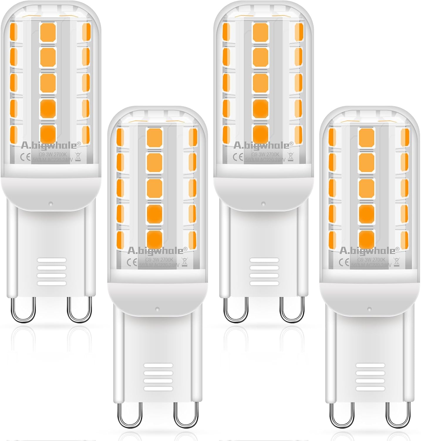 Detalle de A.bigwhale G9 LED Lampe Warmweiß 2700K, 3 W (entspricht 40–50 W), 560 lm – 4er-Set