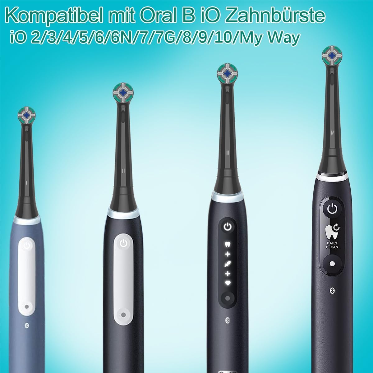 Detalle de 8er IO Sanfte Reinigung Aufsteckbürsten für Oral-B iO – Sensitiv (Schwarz)